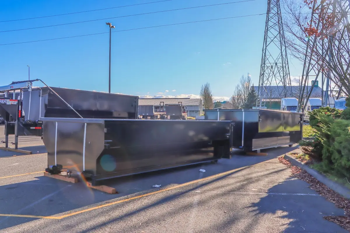 Roll-off dumpster ready for waste disposal at job site for 2 Yard Dumpster Rental in Kankakee